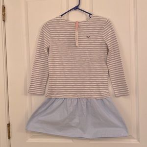 Girls Mixed Media Slub Jersey Striped Dress NWT